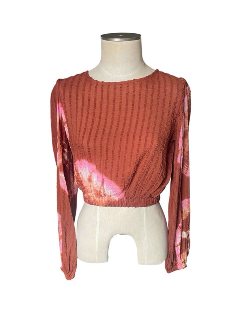 Anthropologie Tie-Dye Long Sleeve Cropped Top